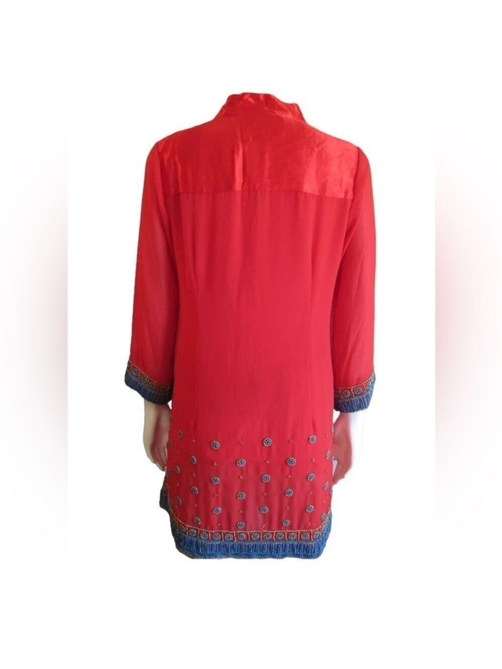 Soft Surroundings Label Noir Casablanca Red Beaded Hippie Tunic Size Lar… - Picture 7 of 11
